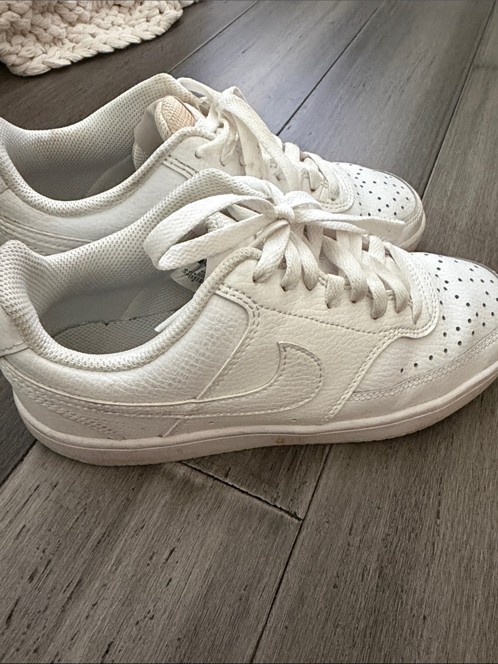Nike Women's White Low-Top Perforated Leather Sneakers - Picture 2 of 6